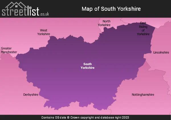 Map of South Yorkshire